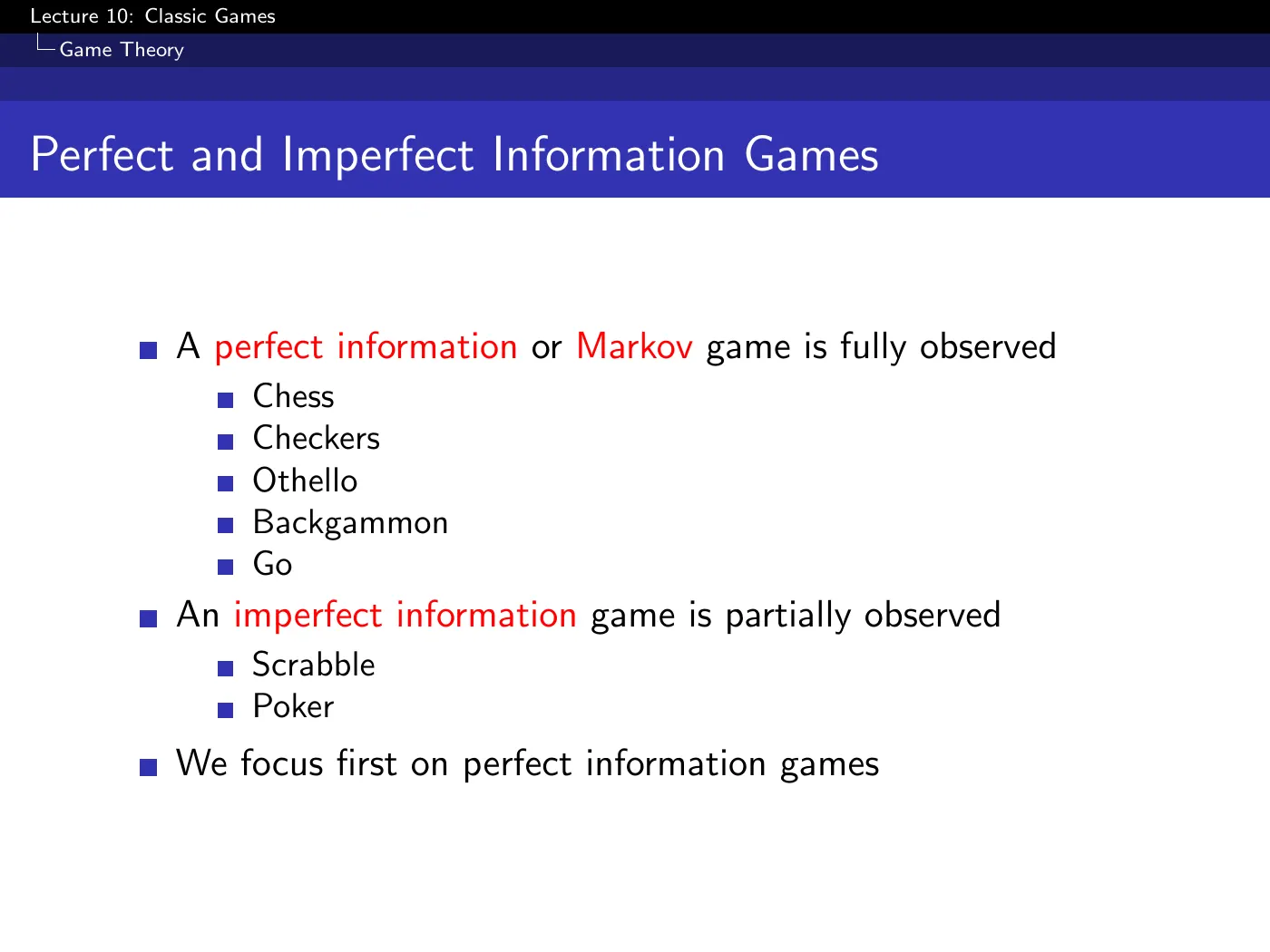 Lecture 10 Classic Games, slide 9