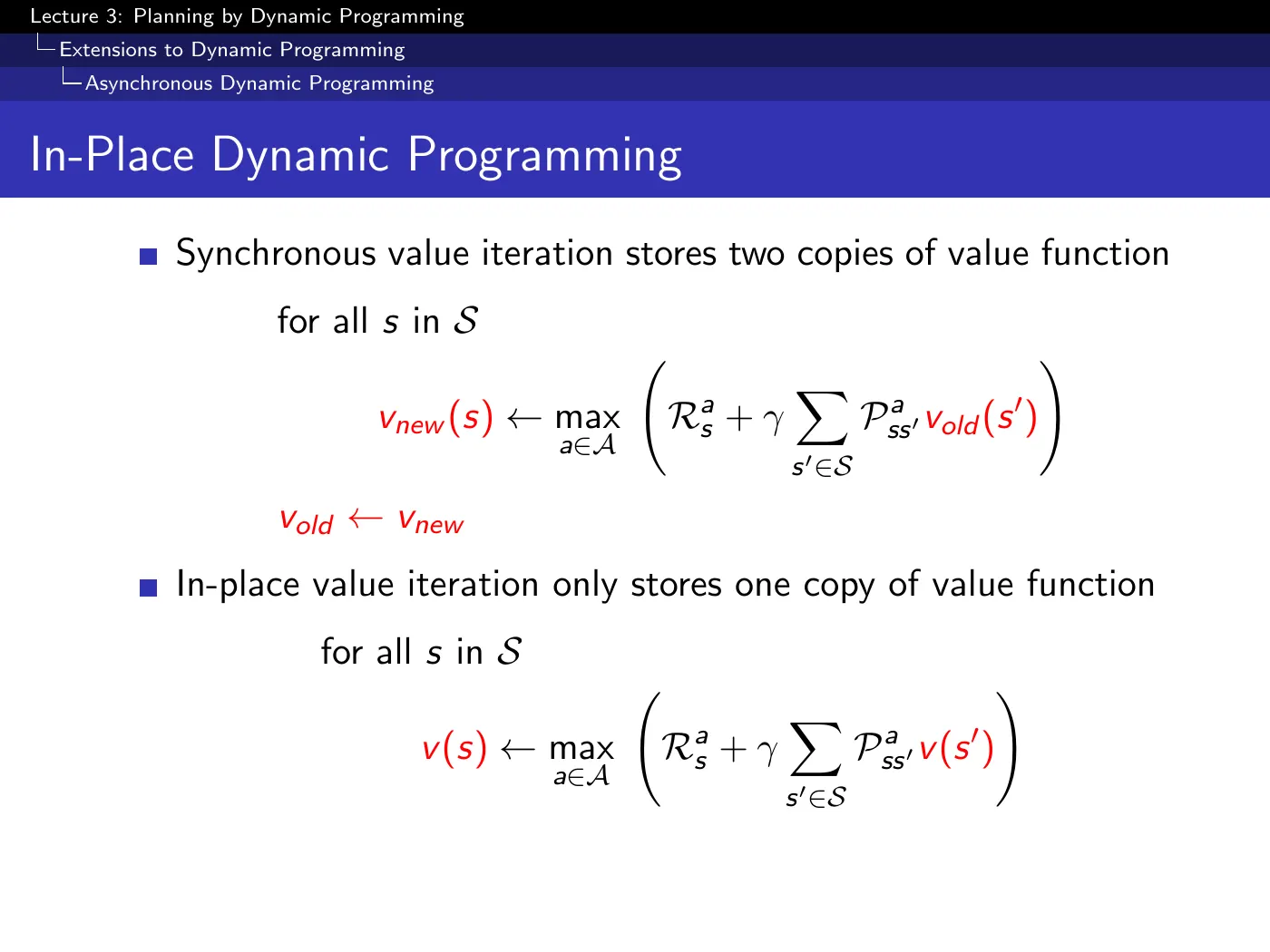 Lecture 3 Planning by Dynamic Programming, slide 29