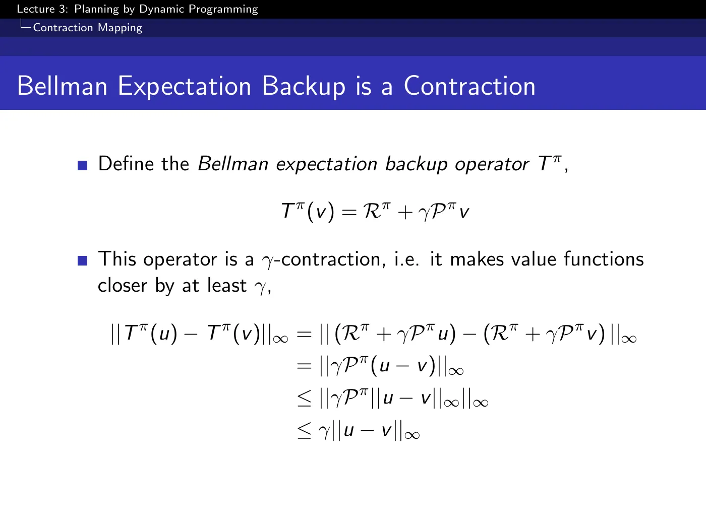 Lecture 3 Planning by Dynamic Programming, slide 38