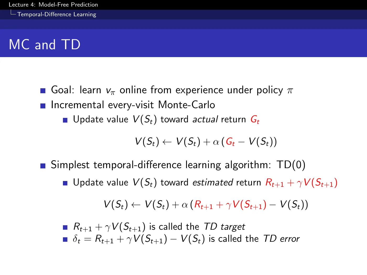 Lecture 4 Model-Free Prediction, slide 13