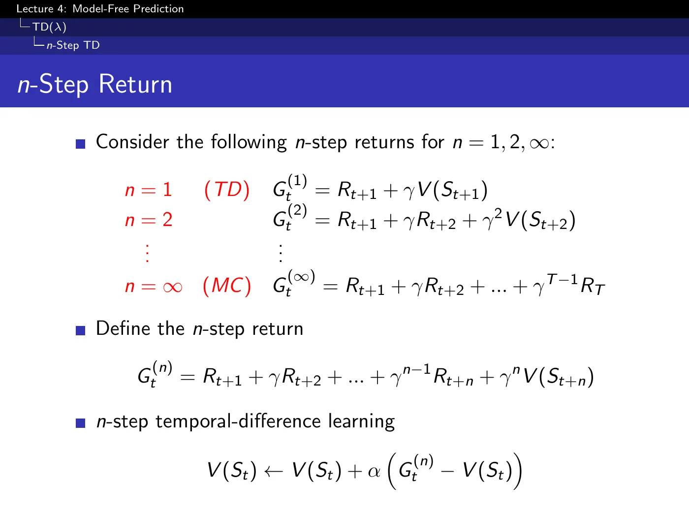 Lecture 4 Model-Free Prediction, slide 32