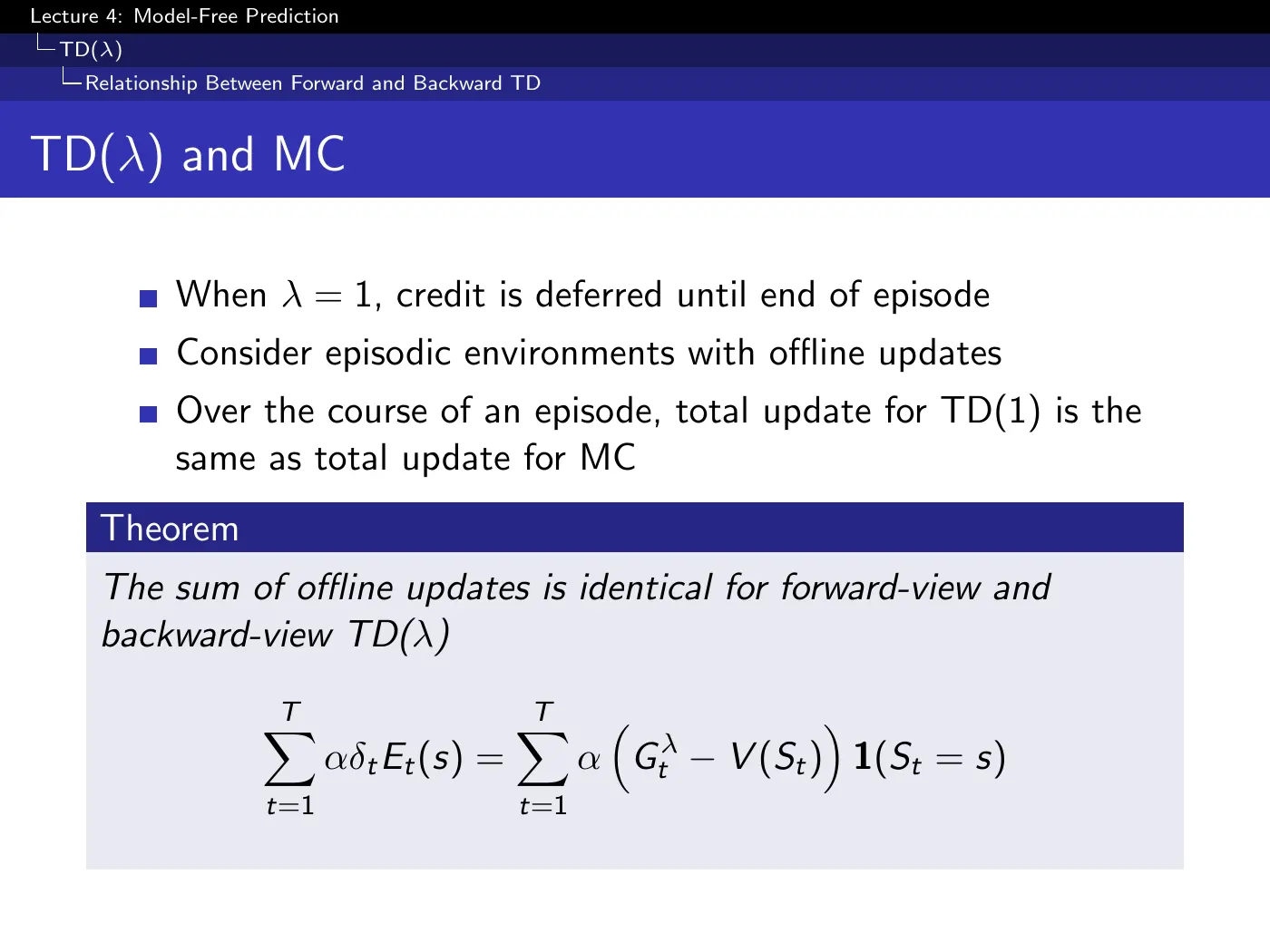 Lecture 4 Model-Free Prediction, slide 43
