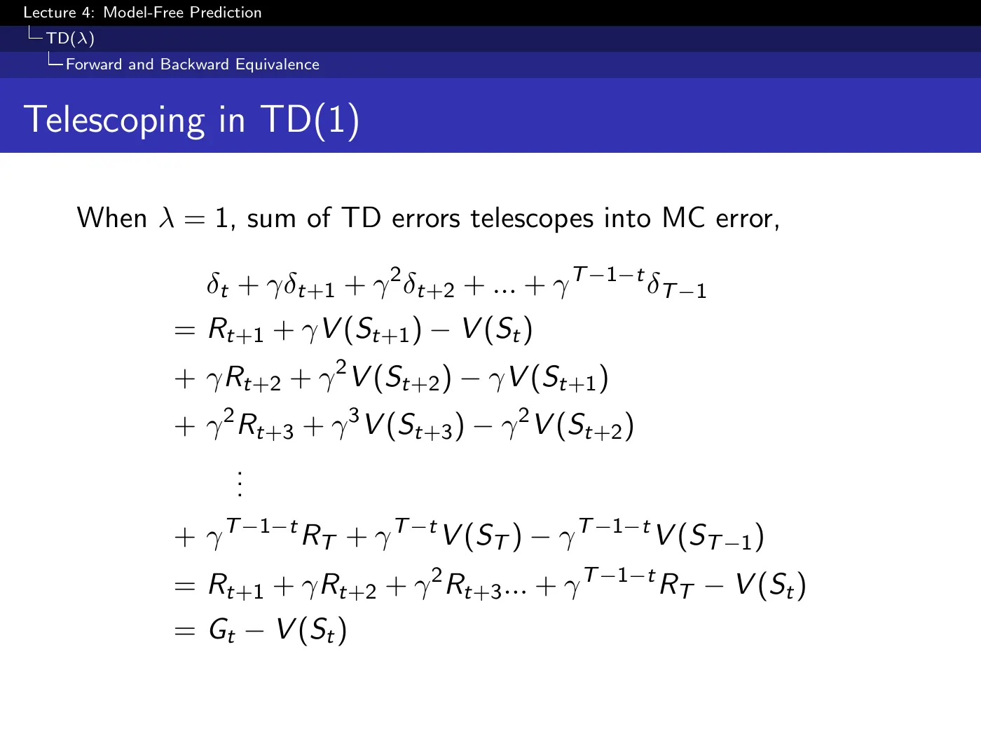 Lecture 4 Model-Free Prediction, slide 45