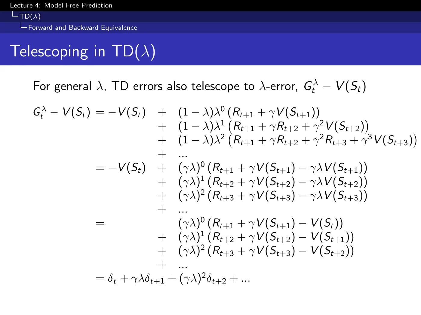 Lecture 4 Model-Free Prediction, slide 47