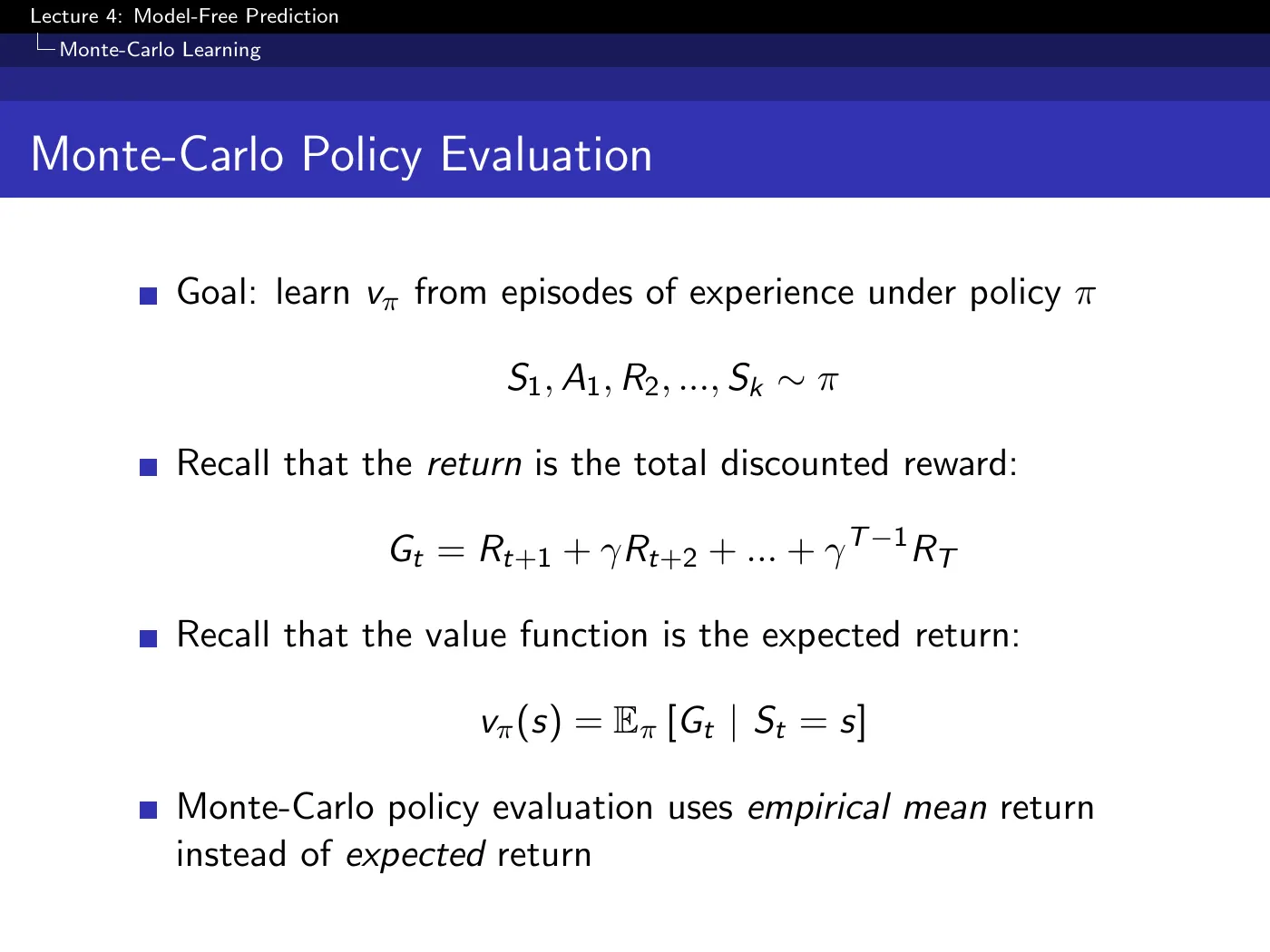 Lecture 4 Model-Free Prediction, slide 5