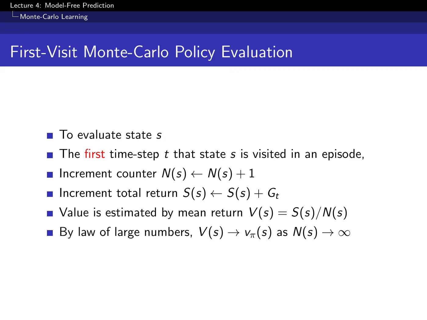 Lecture 4 Model-Free Prediction, slide 6