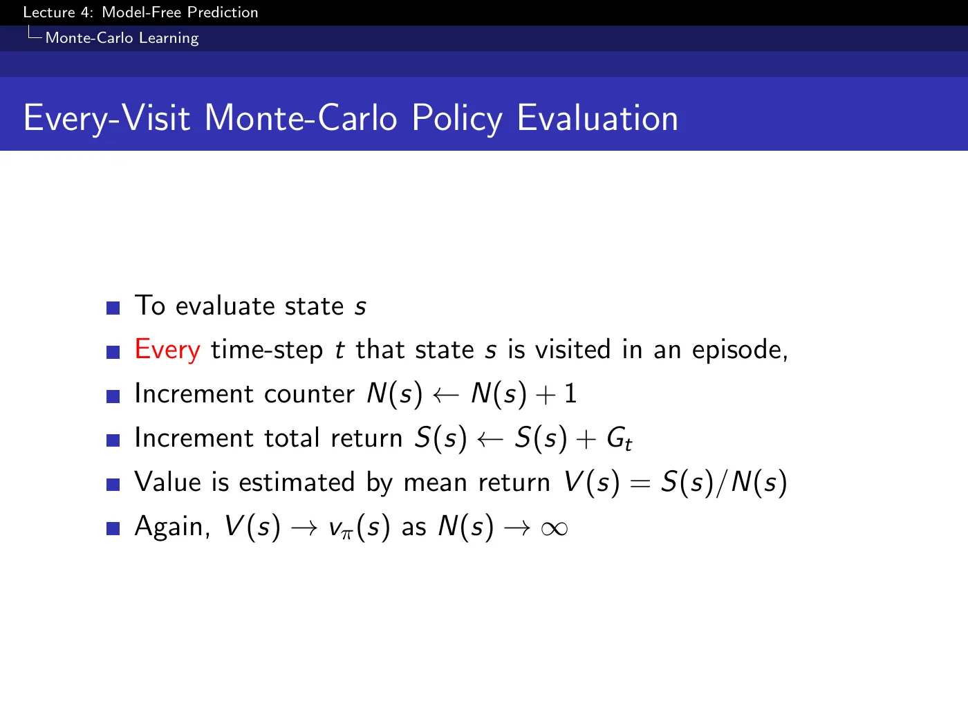Lecture 4 Model-Free Prediction, slide 7