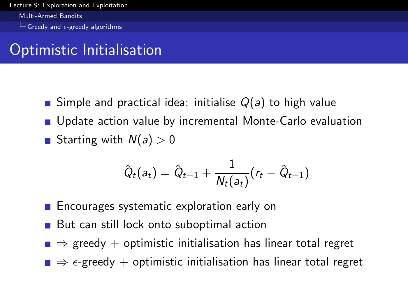 Lecture 9 Exploration and Exploitation, slide 12