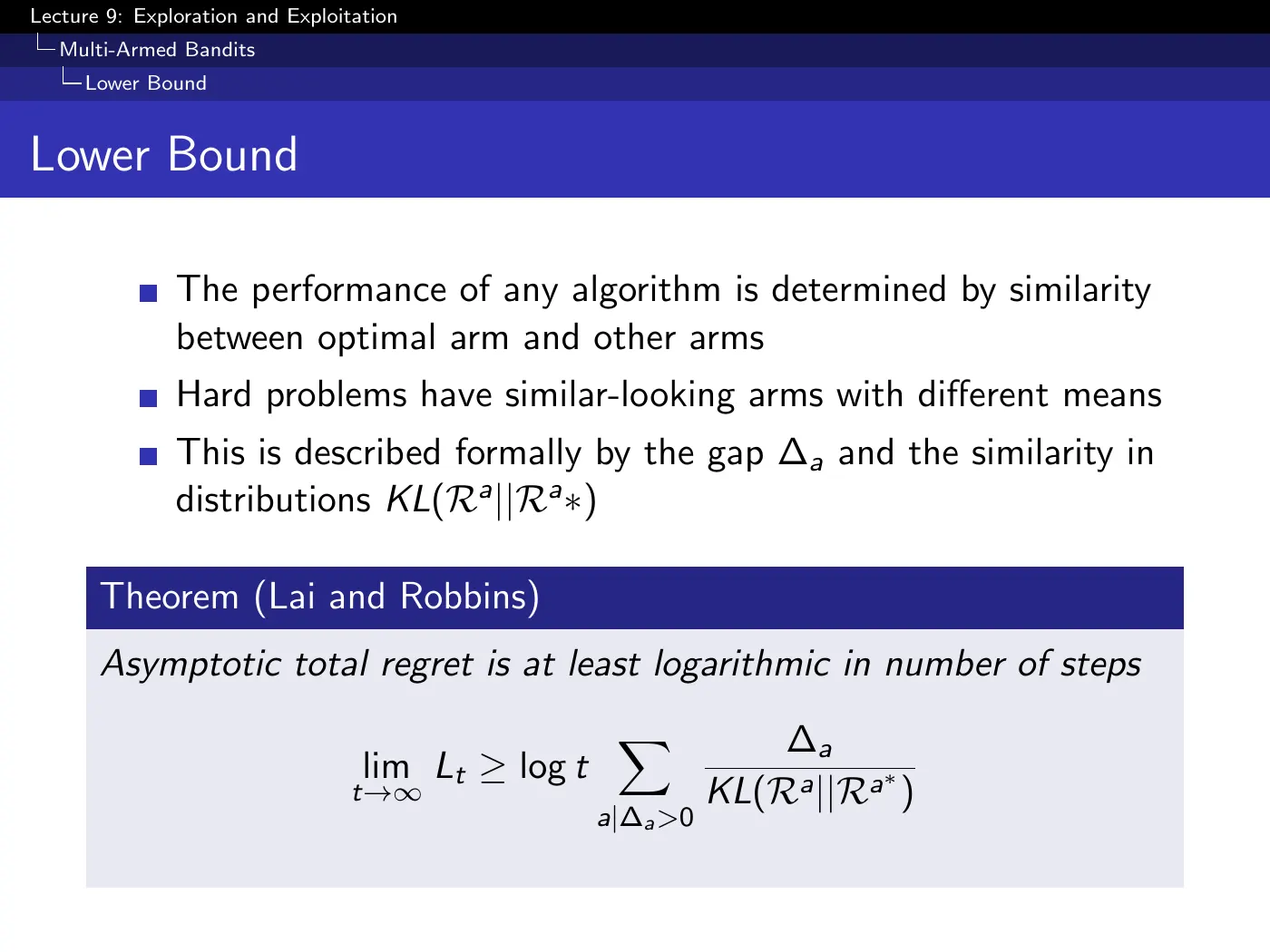 Lecture 9 Exploration and Exploitation, slide 14