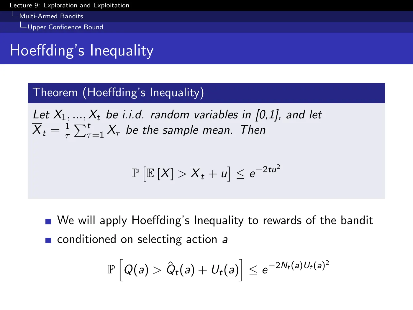 Lecture 9 Exploration and Exploitation, slide 18