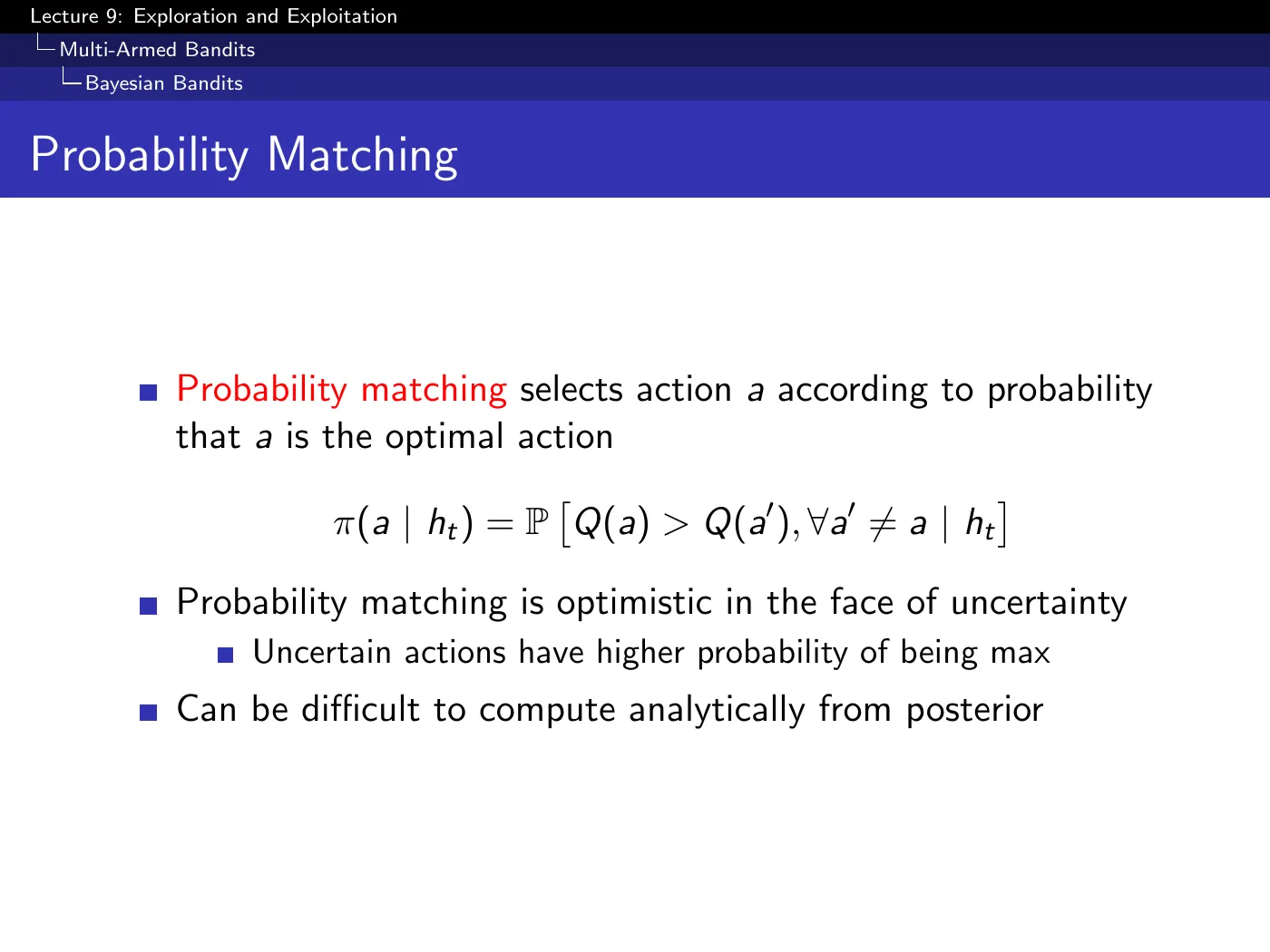 Lecture 9 Exploration and Exploitation, slide 24