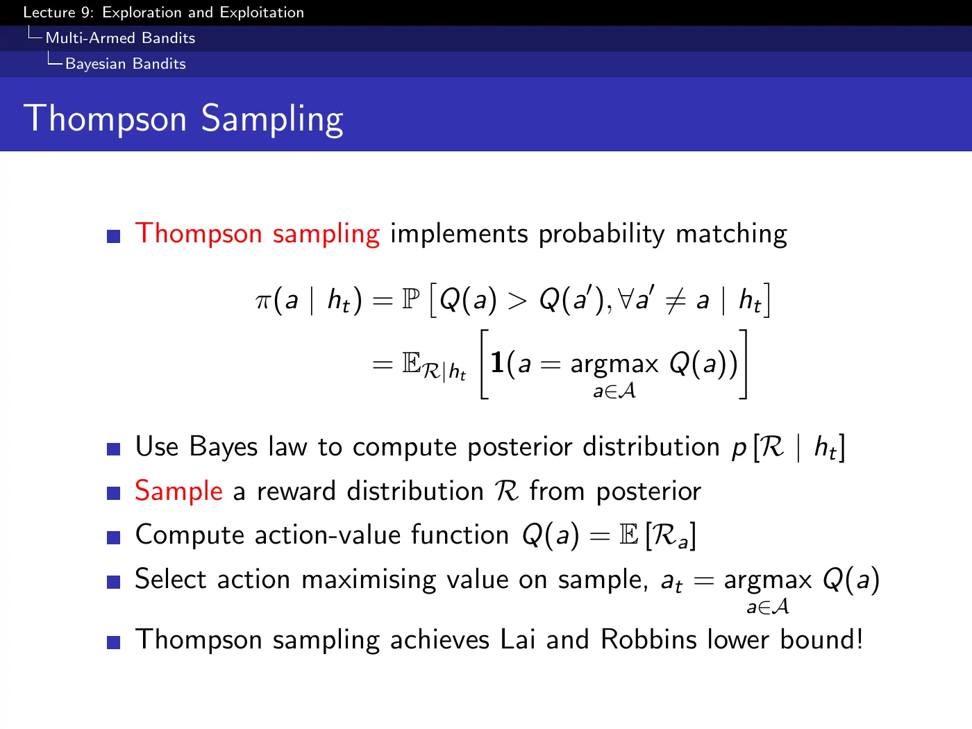 Lecture 9 Exploration and Exploitation, slide 25