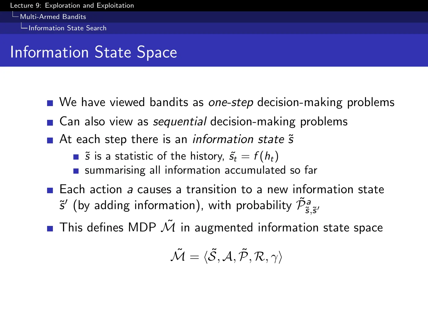 Lecture 9 Exploration and Exploitation, slide 27