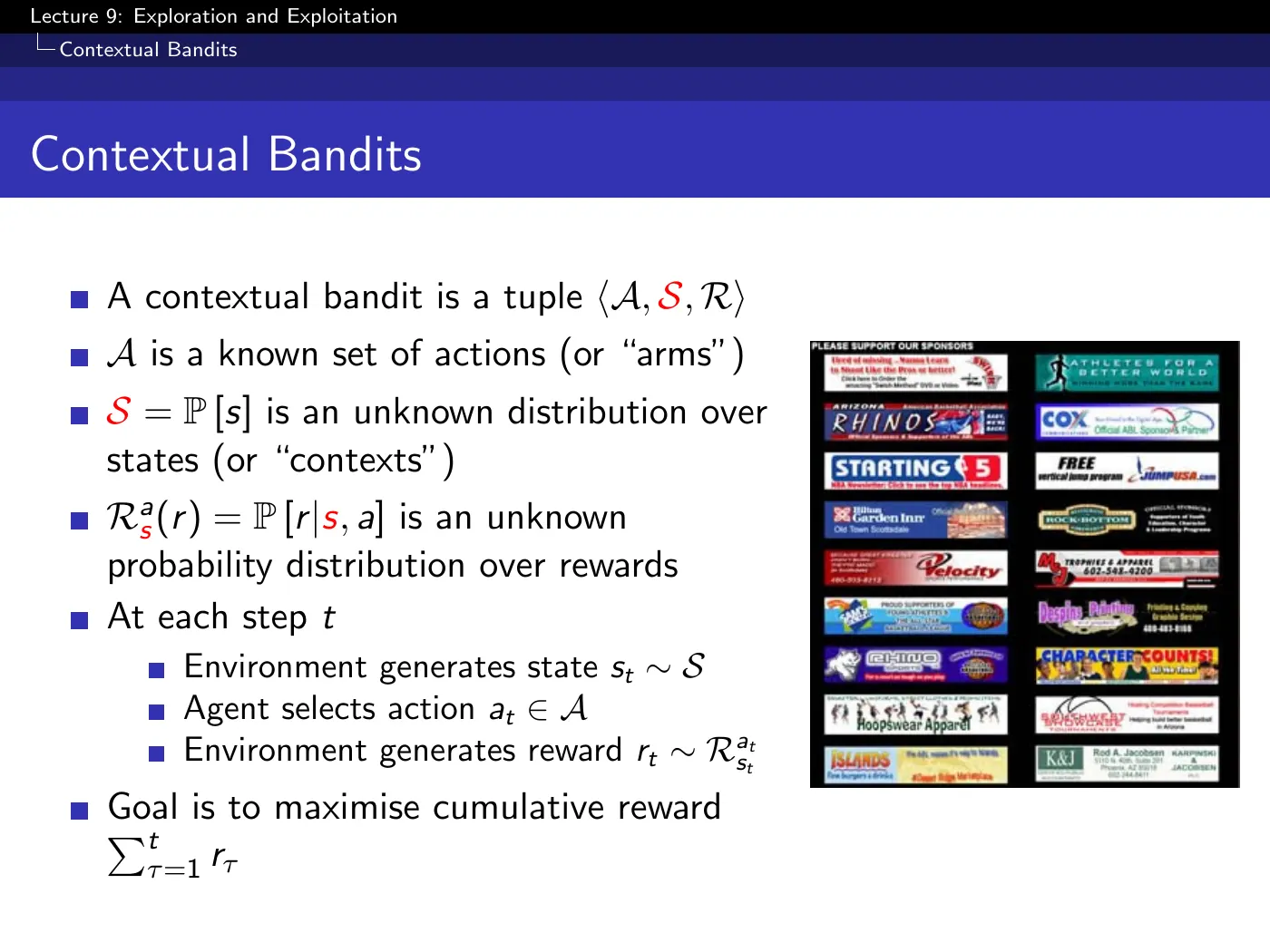 Lecture 9 Exploration and Exploitation, slide 33