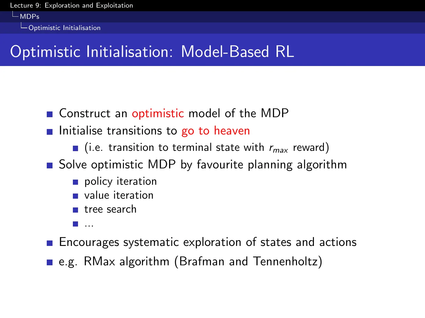 Lecture 9 Exploration and Exploitation, slide 41
