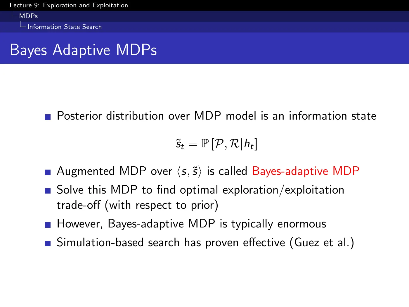 Lecture 9 Exploration and Exploitation, slide 46