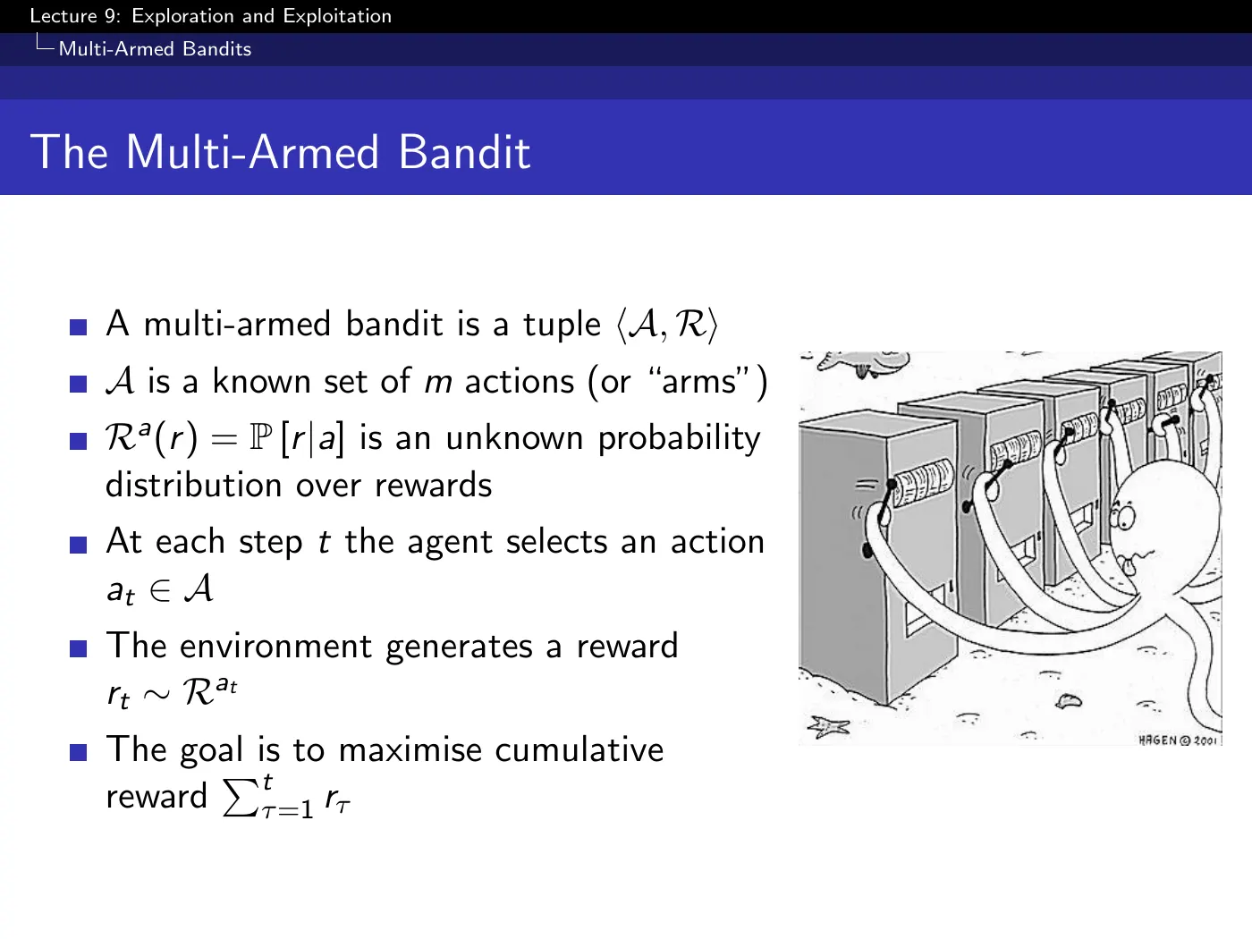 Lecture 9 Exploration and Exploitation, slide 6